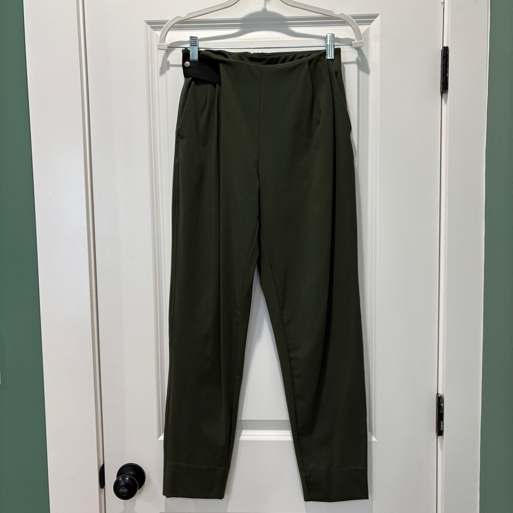 ADAY Olive Green High-Waist Tapered Pants